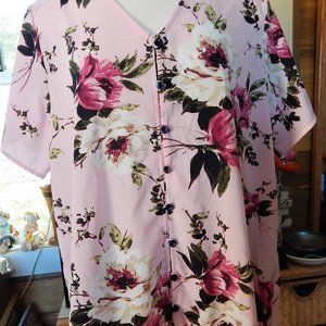 LulaRoe Rose Print Blouse - XL